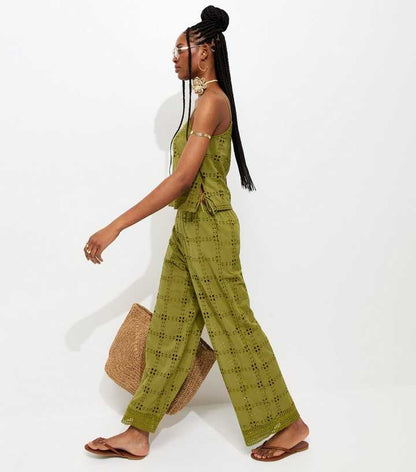 Green Cutwork Cami Top