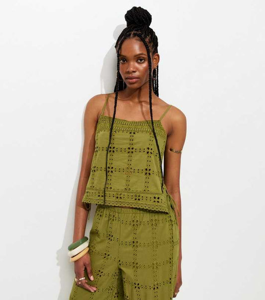 Green Cutwork Cami Top