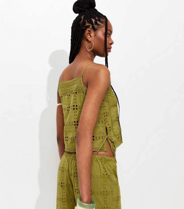 Green Cutwork Cami Top