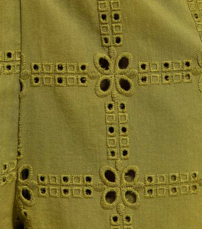 Green Cutwork Wide Leg Trousers