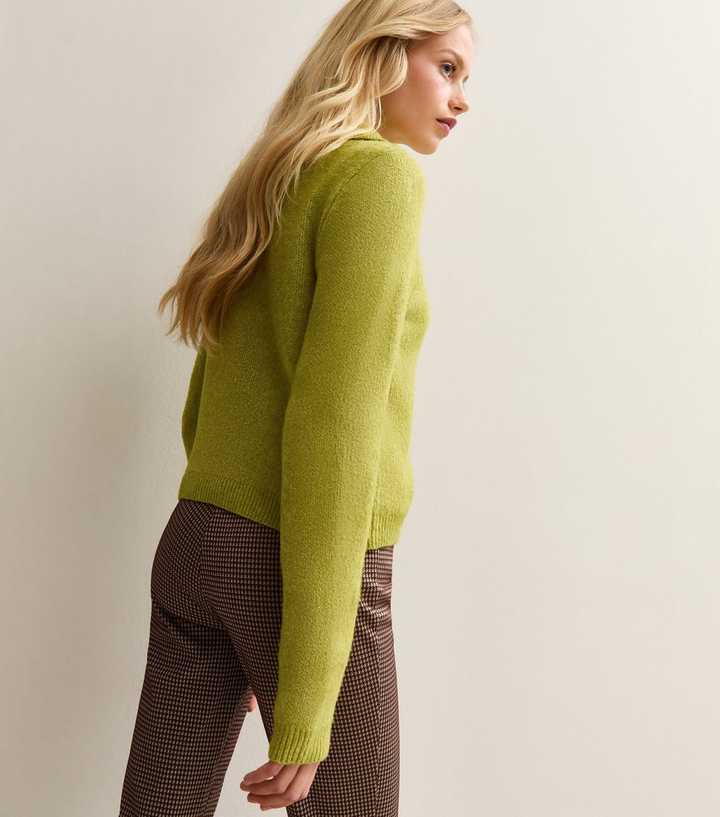Green Double Breasted Collared Cardigan
