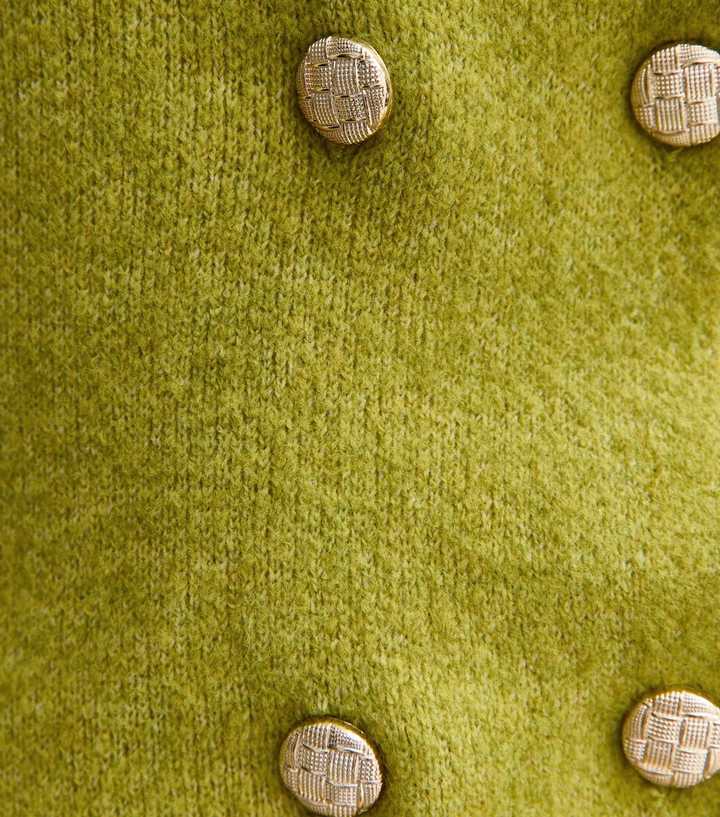Green Double Breasted Collared Cardigan