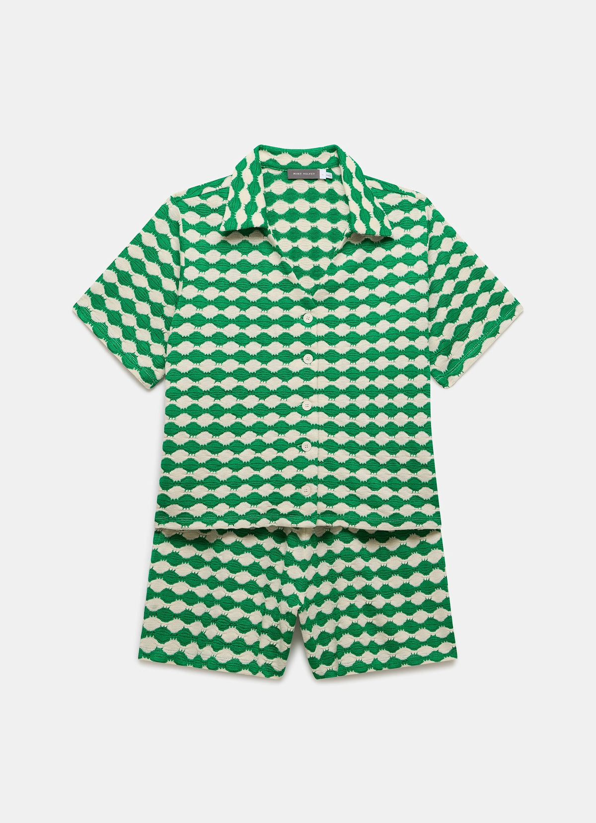 Green Geometric Shirt and Shorts Co-ord