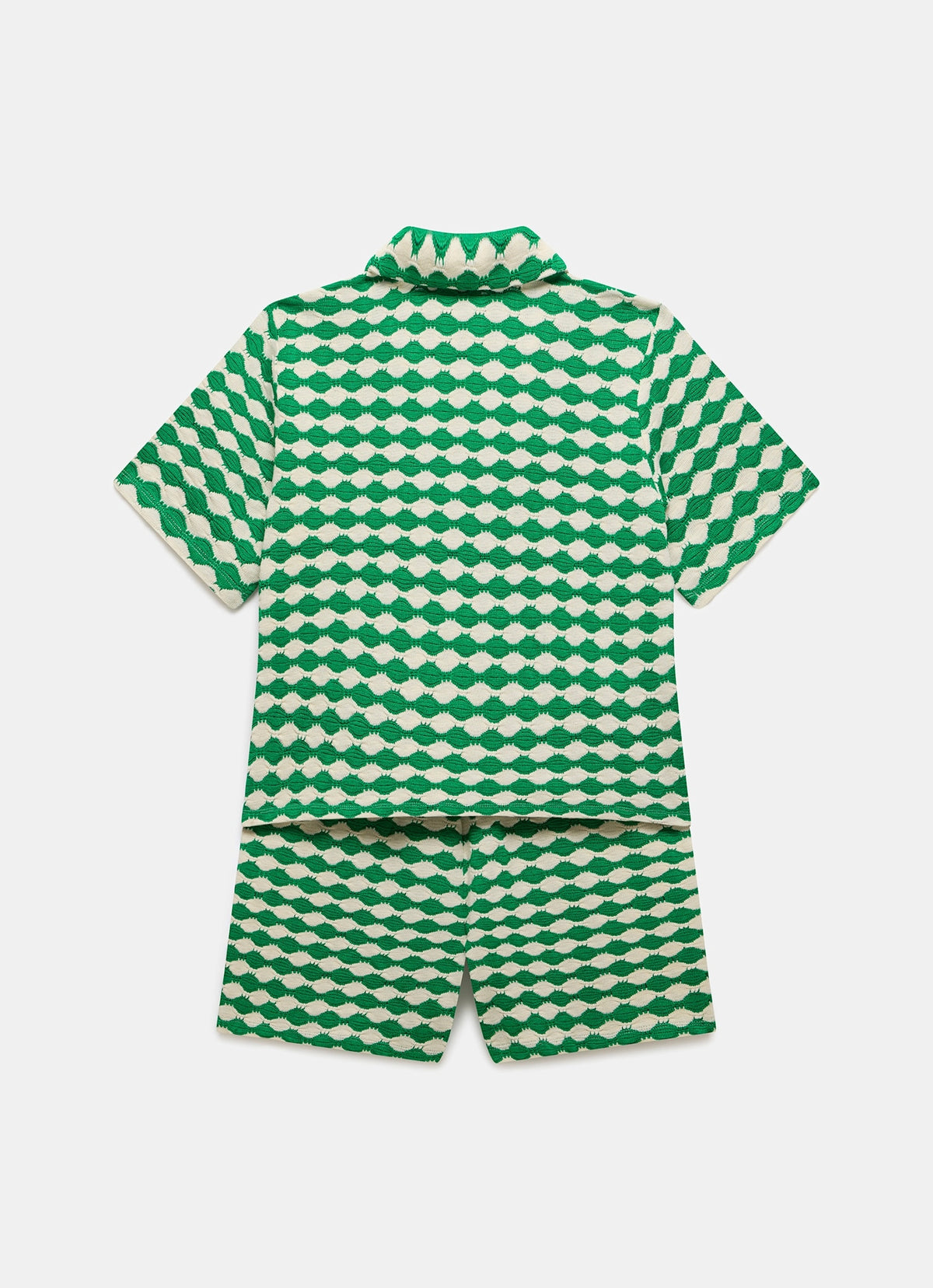 Green Geometric Shirt and Shorts Co-ord