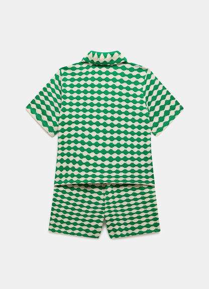 Green Geometric Shirt and Shorts Co-ord