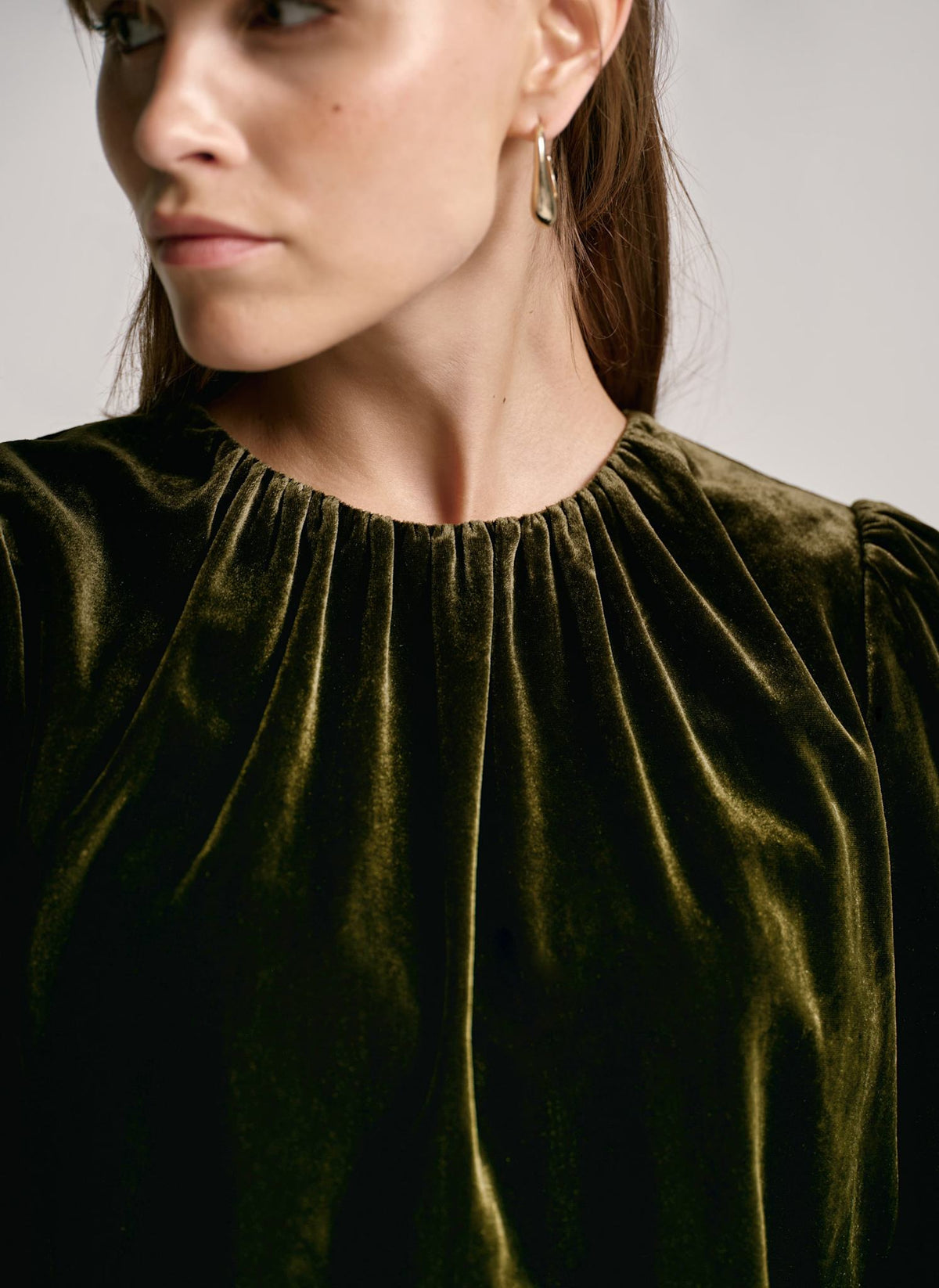 Khaki Velvet Long Sleeve Top