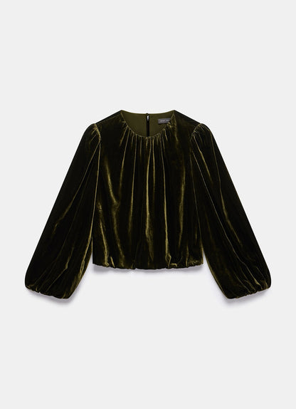 Khaki Velvet Long Sleeve Top