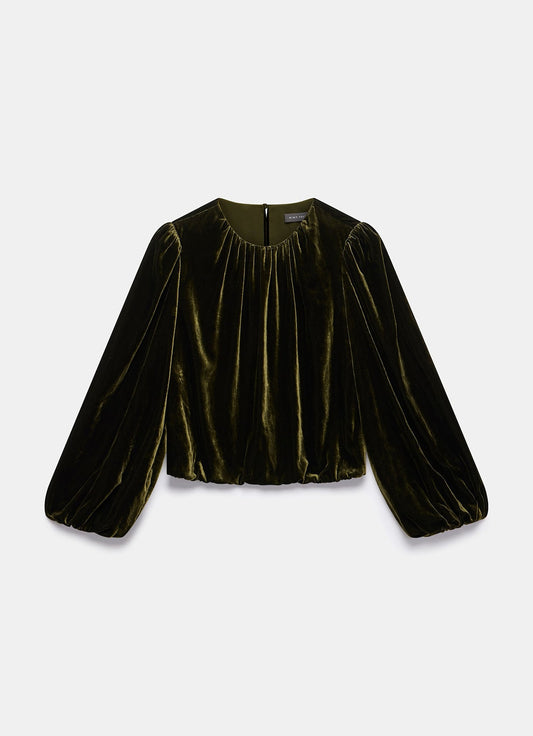 Khaki Velvet Long Sleeve Top