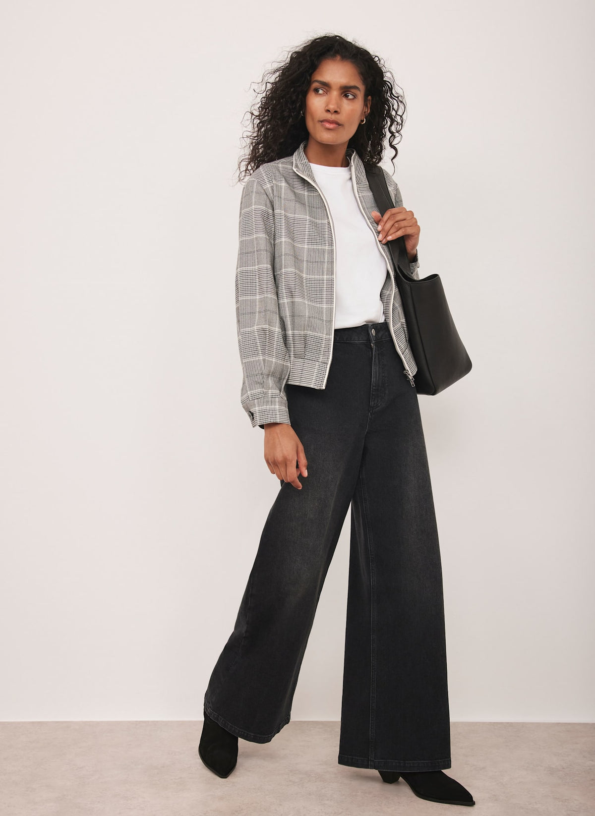 Grey Checked Bomber Jacket