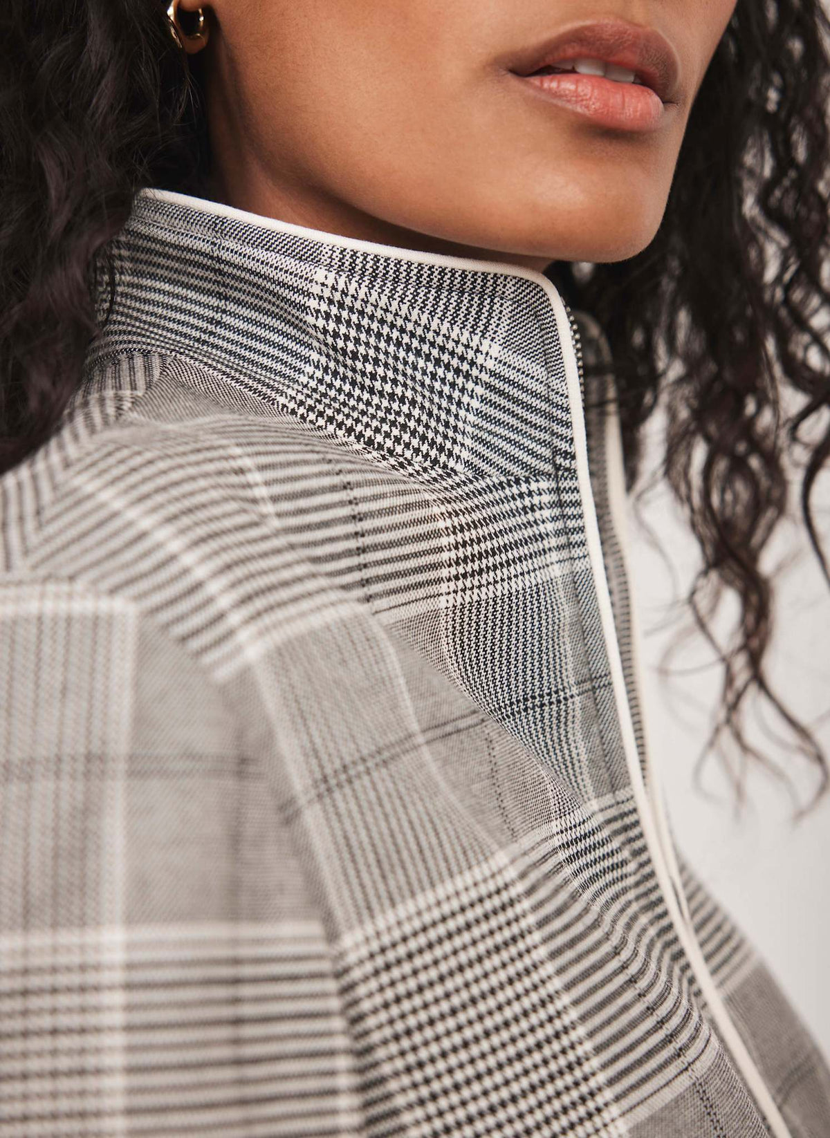 Grey Checked Bomber Jacket