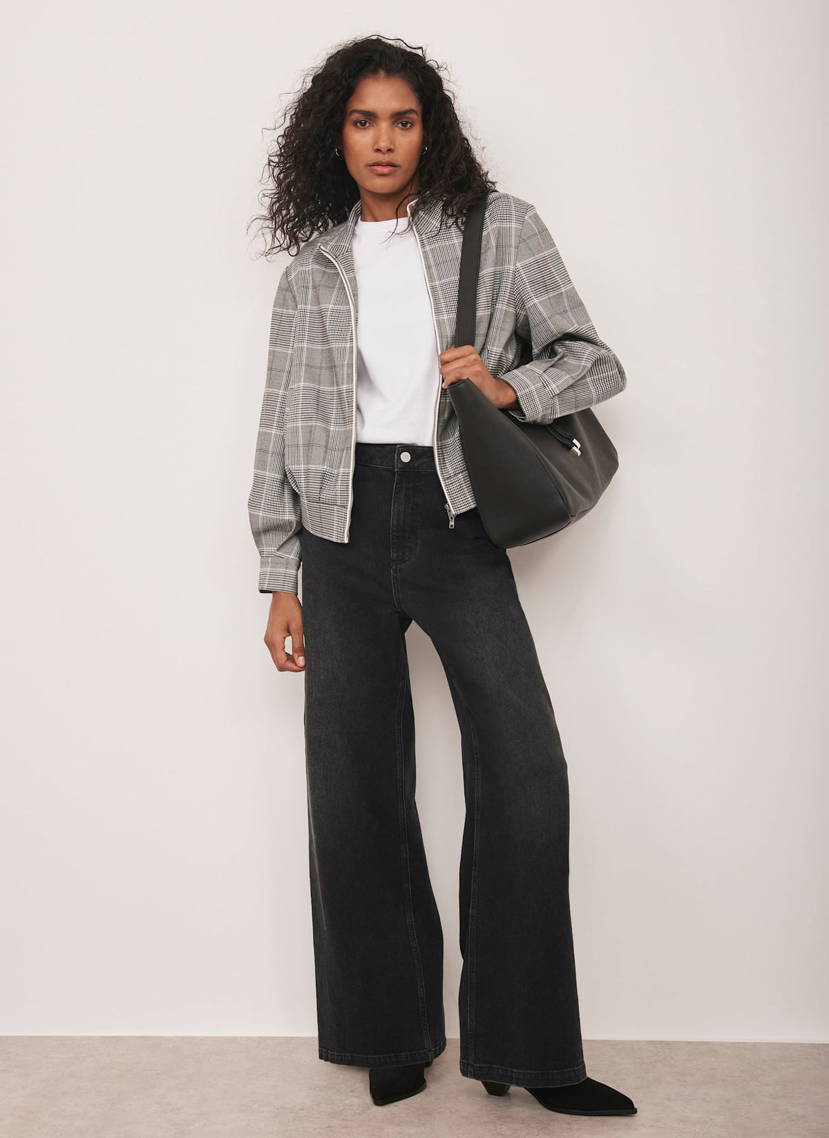 Grey Checked Bomber Jacket