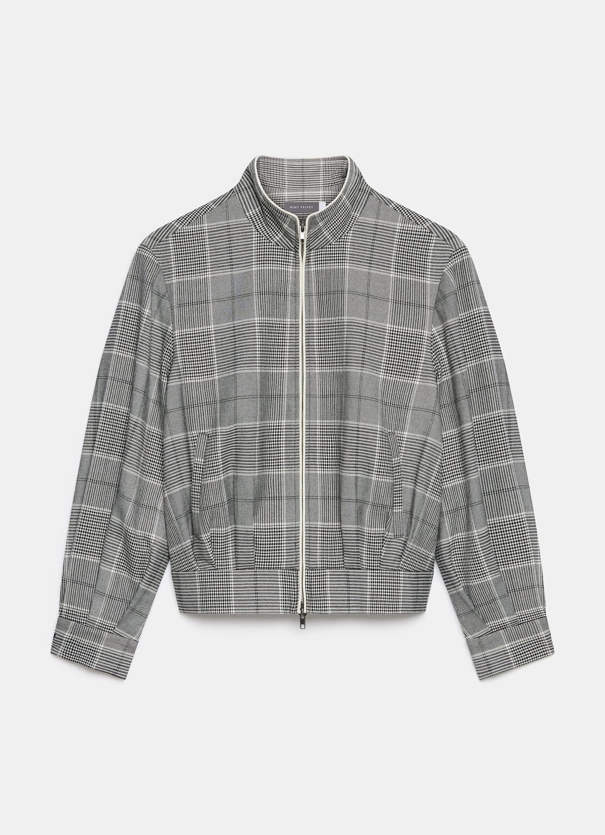Grey Checked Bomber Jacket