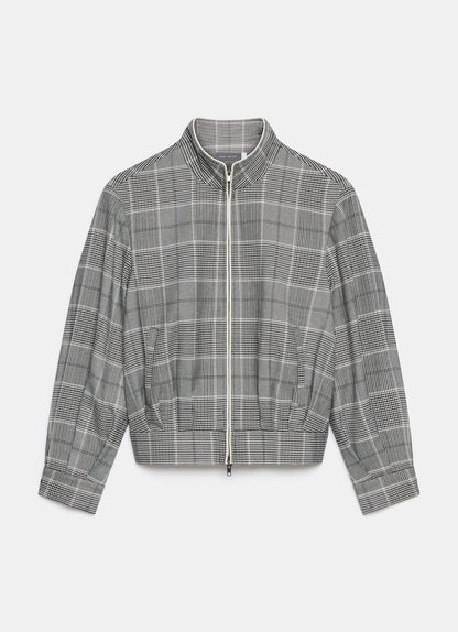 Grey Checked Bomber Jacket