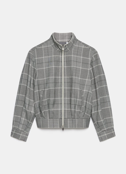 Grey Checked Bomber Jacket