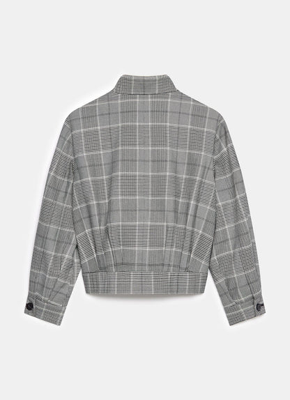 Grey Checked Bomber Jacket