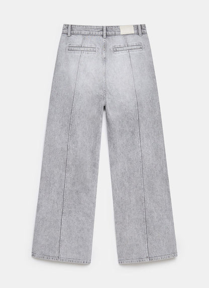 Grey Embellished Wide Jeans