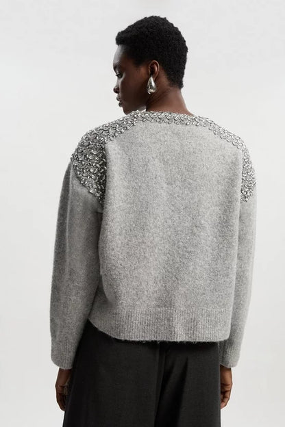 Embellished Trim Cosy Knit Jumper