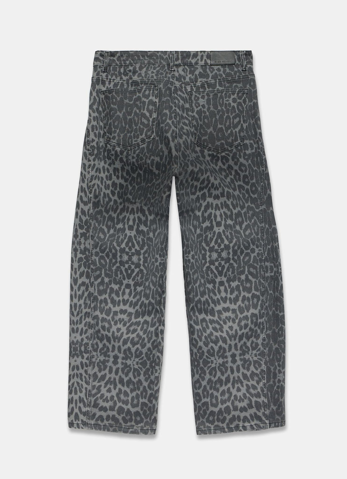 Grey Leopard Print Barrel Leg Jeans