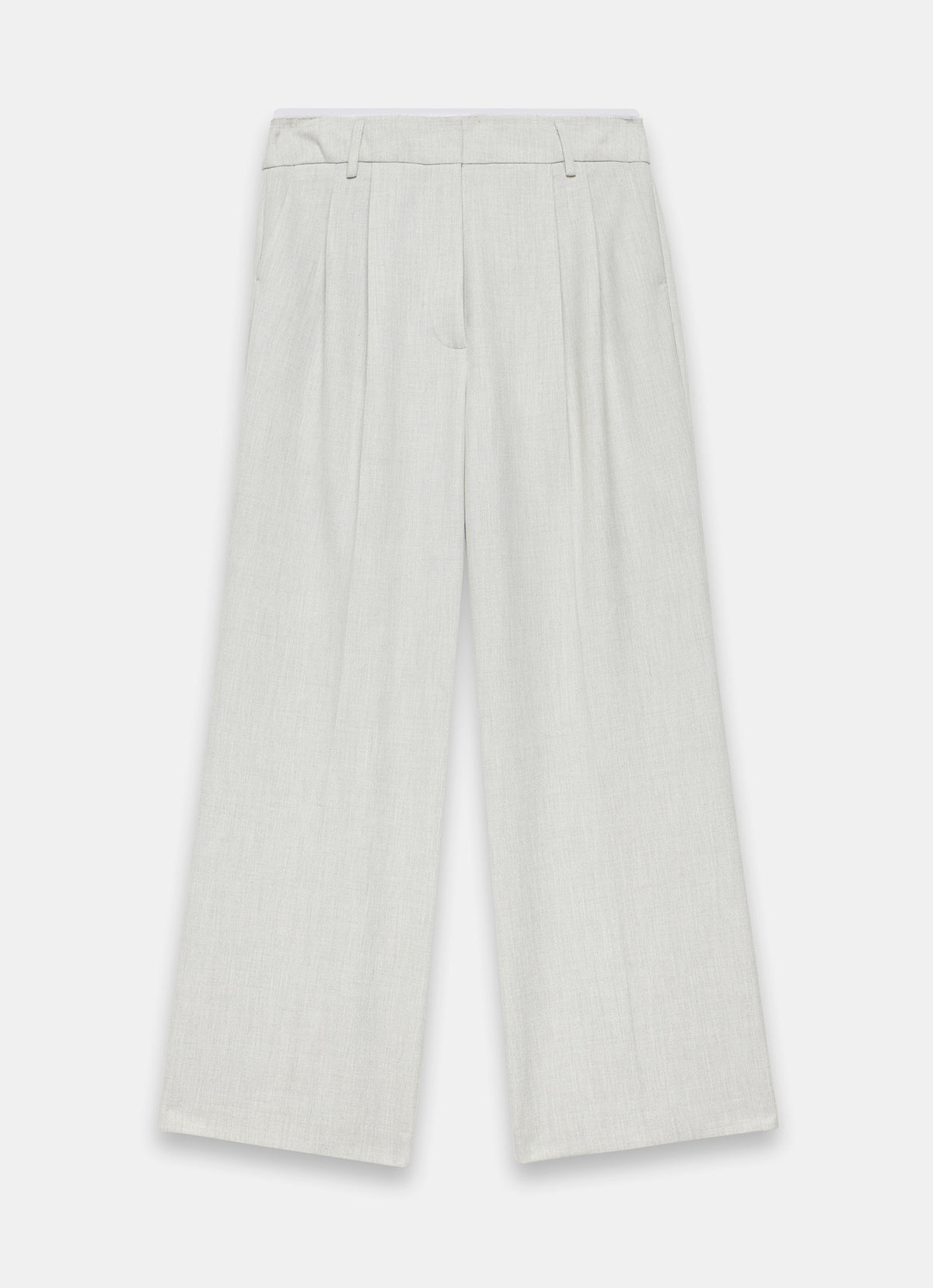 Grey Pleated Wide Trousers