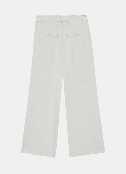 Grey Pleated Wide Trousers