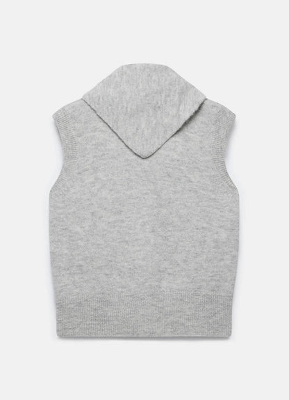 Grey Sleeveless Scarf Detail Knit Top