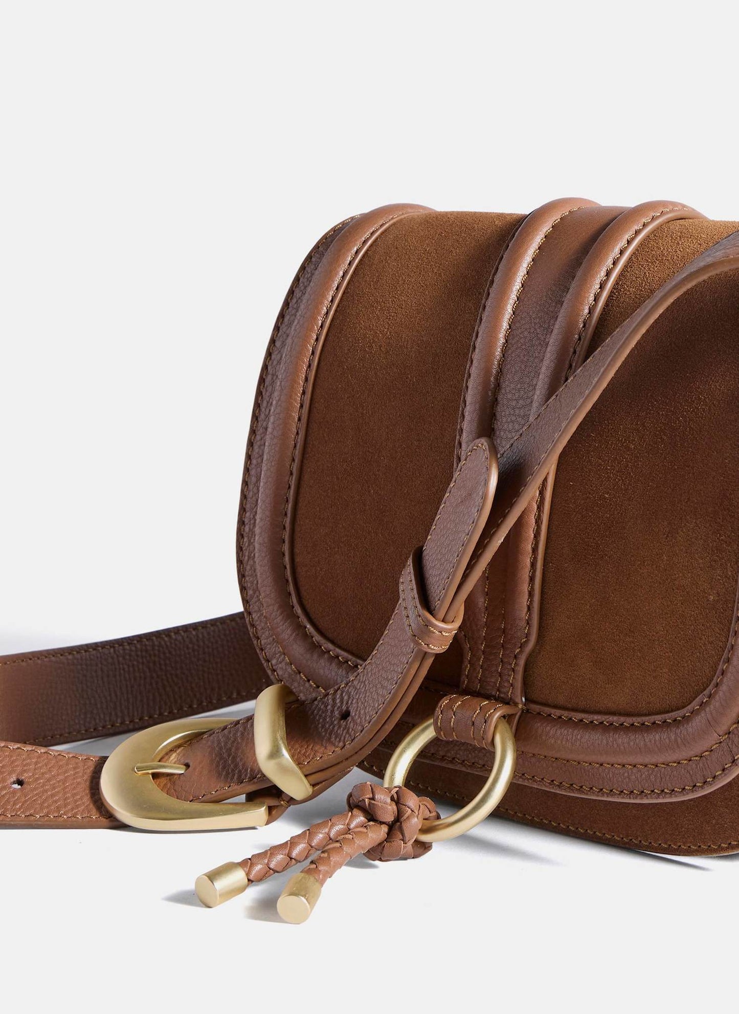 Harper Tan Suede Saddle Bag