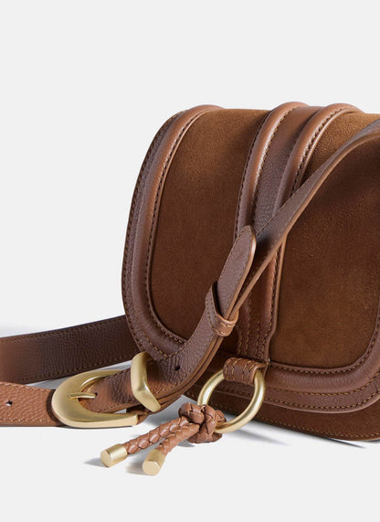 Harper Tan Suede Saddle Bag