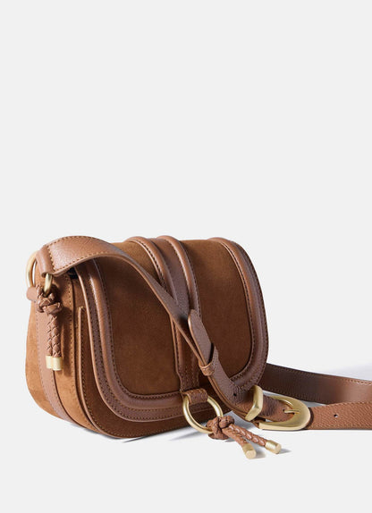 Harper Tan Suede Saddle Bag