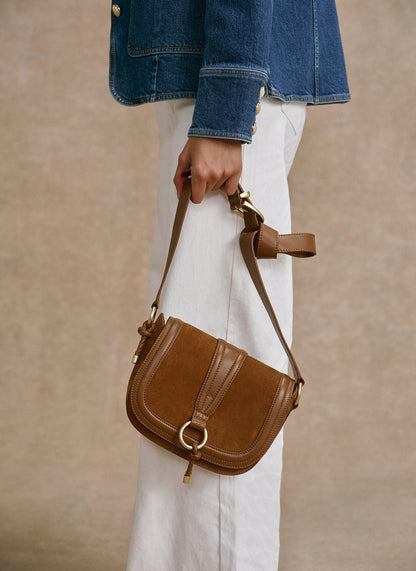 Harper Tan Suede Saddle Bag