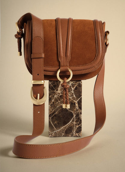 Harper Tan Suede Saddle Bag