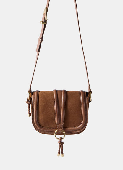 Harper Tan Suede Saddle Bag