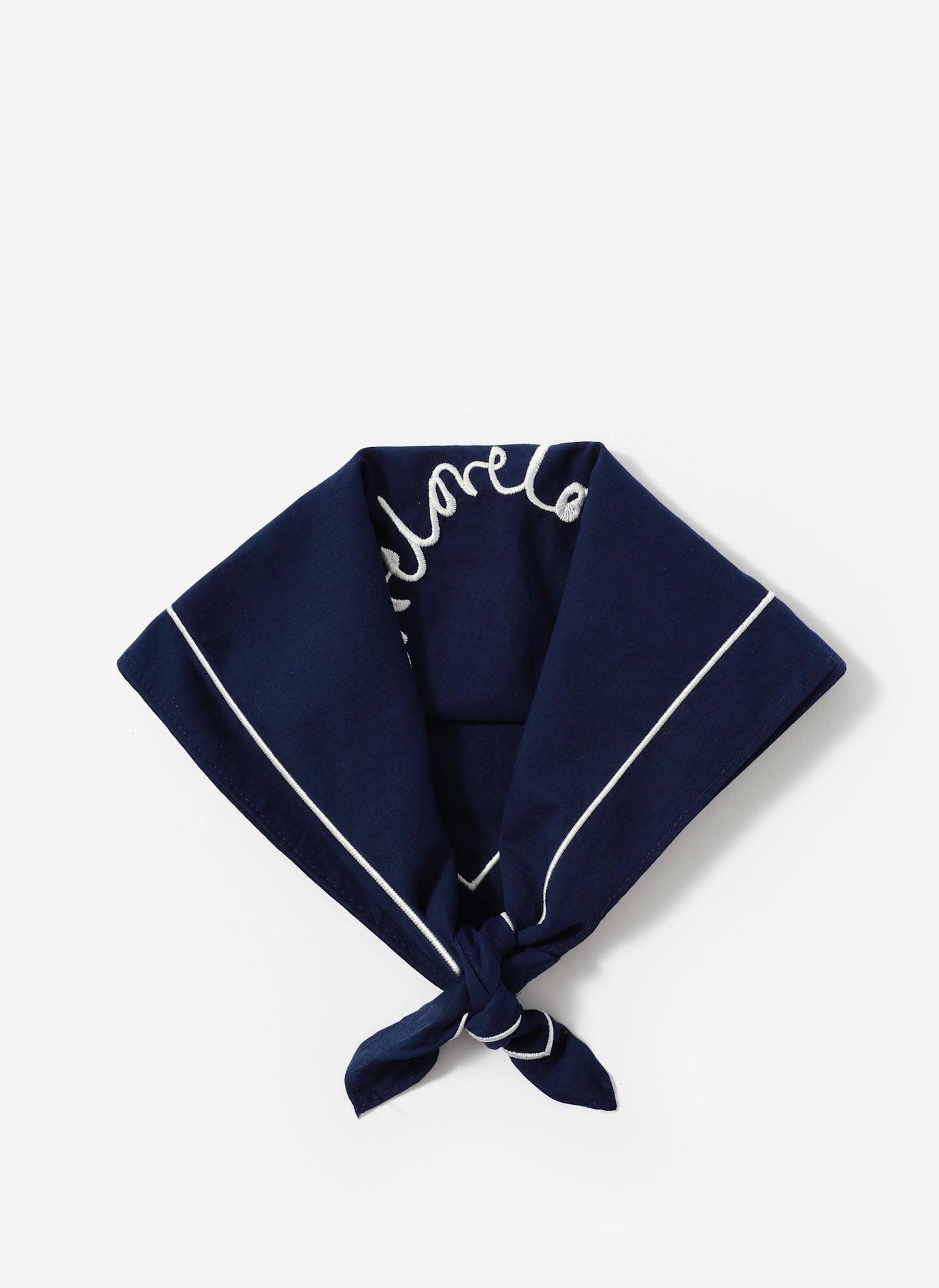 Navy Cotton Heart Embroidered Square Scarf