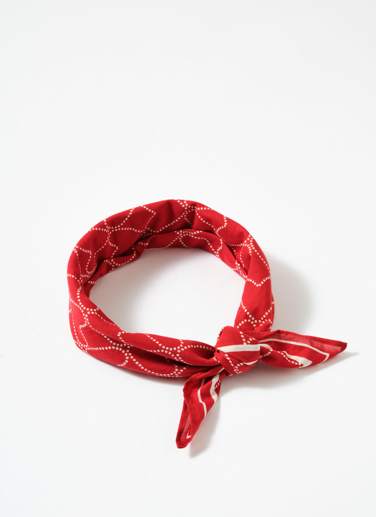 Red Cotton Heart Print Square Neck Scarf