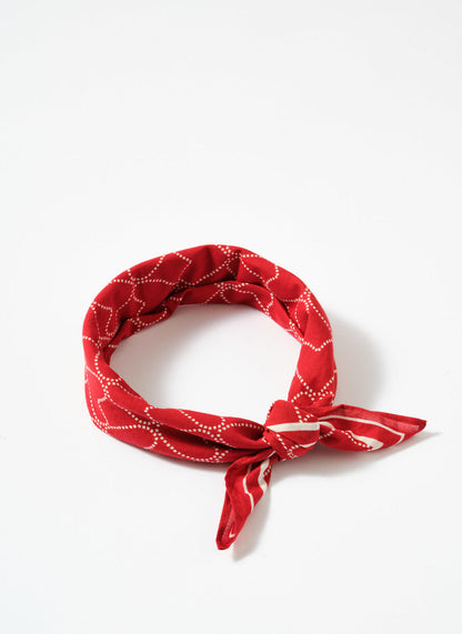 Red Cotton Heart Print Square Neck Scarf