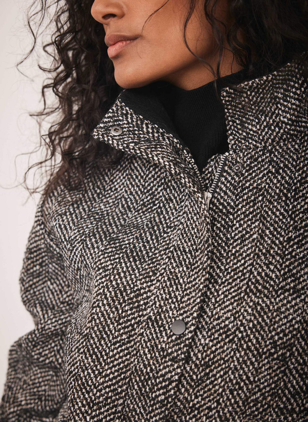 Black Textured Bomber Jacket