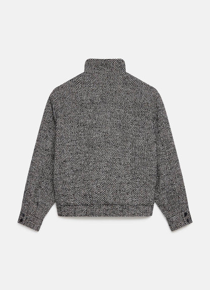 Black Textured Bomber Jacket