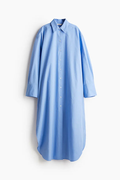 Long cotton shirt dress