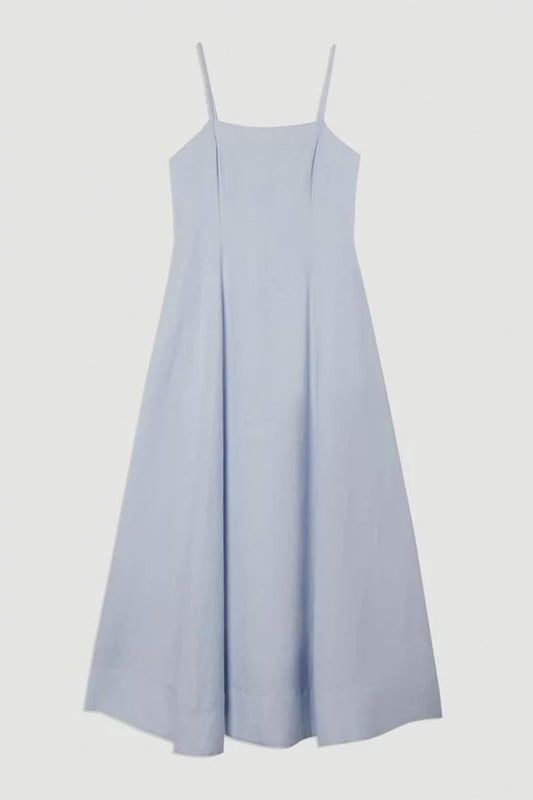 Linen Woven Maxi Prom Dress