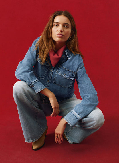 Indigo Cropped Denim Shirt