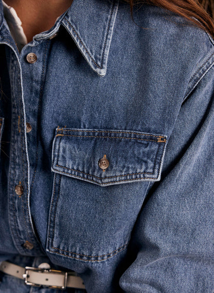 Indigo Cropped Denim Shirt