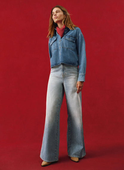 Indigo Cropped Denim Shirt