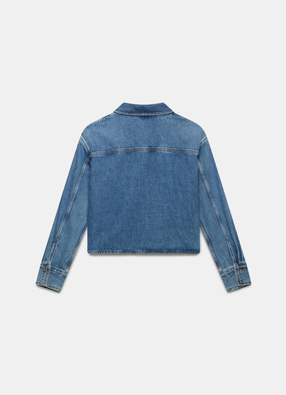 Indigo Cropped Denim Shirt