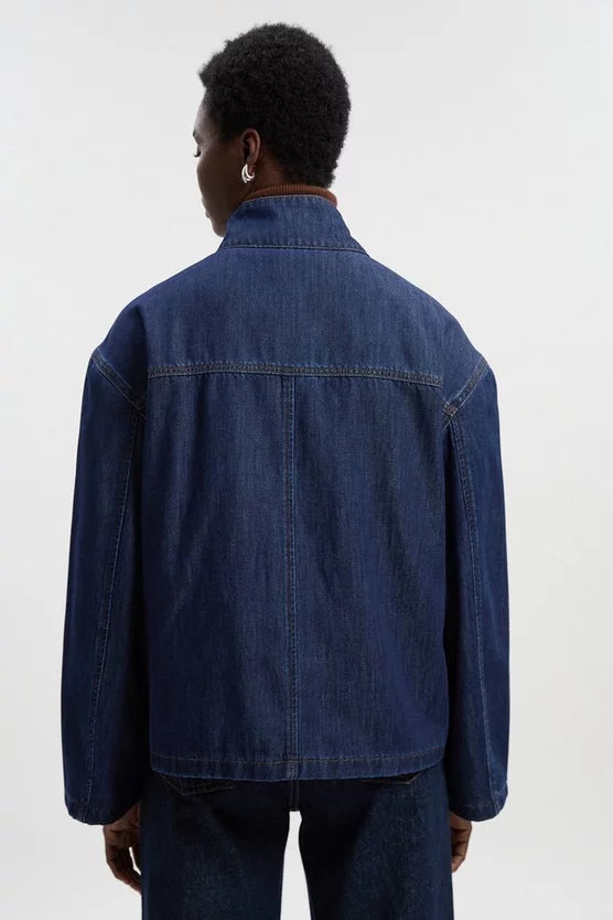 Denim Funnel Neck Jacket