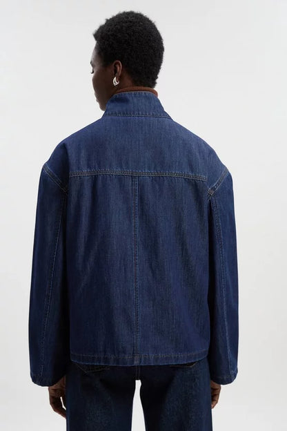 Denim Funnel Neck Jacket