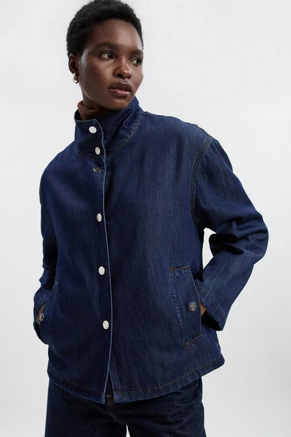 Denim Funnel Neck Jacket