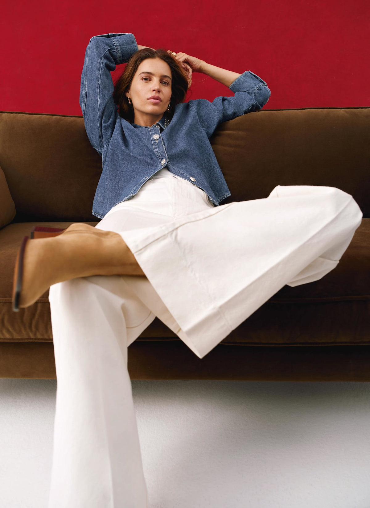 Indigo Denim Embellished Collar Shirt