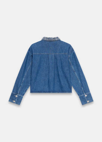 Indigo Denim Embellished Collar Shirt