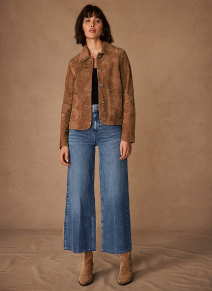 Mid Indigo Cropped Wide Jeans