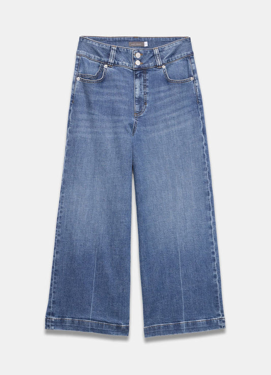 Mid Indigo Cropped Wide Jeans