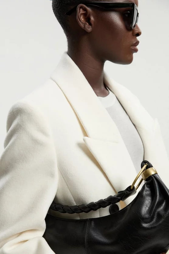 Brushed Wool Oversized Double Breasted Tailored Maxi Coat